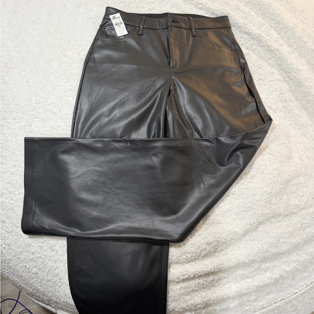 Express Black Faux Leather Wide Leg Trousers